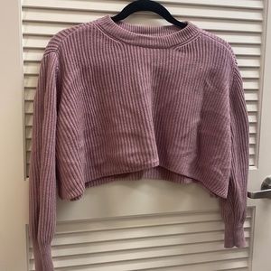 cropped cotton on lavender purple sweater